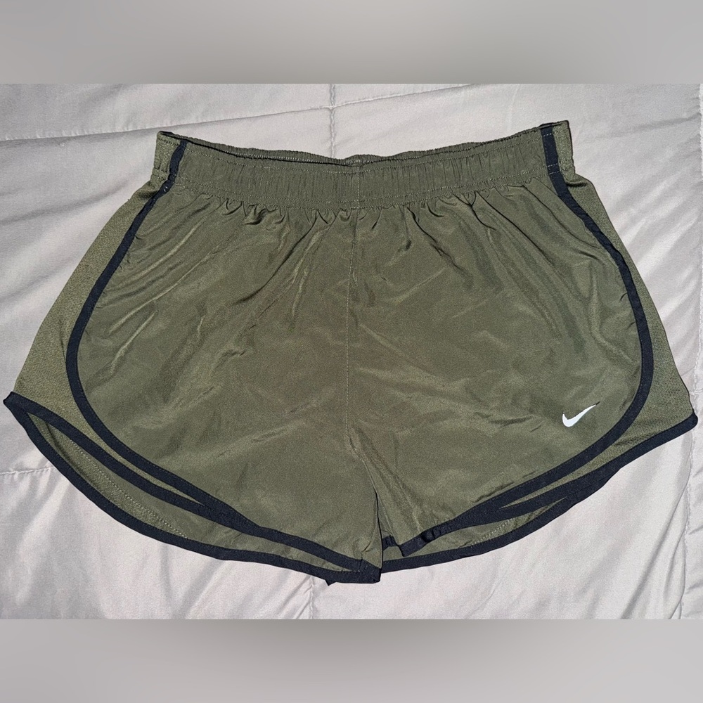 Nike Women's Athletic Shorts in Olive with Black Trim